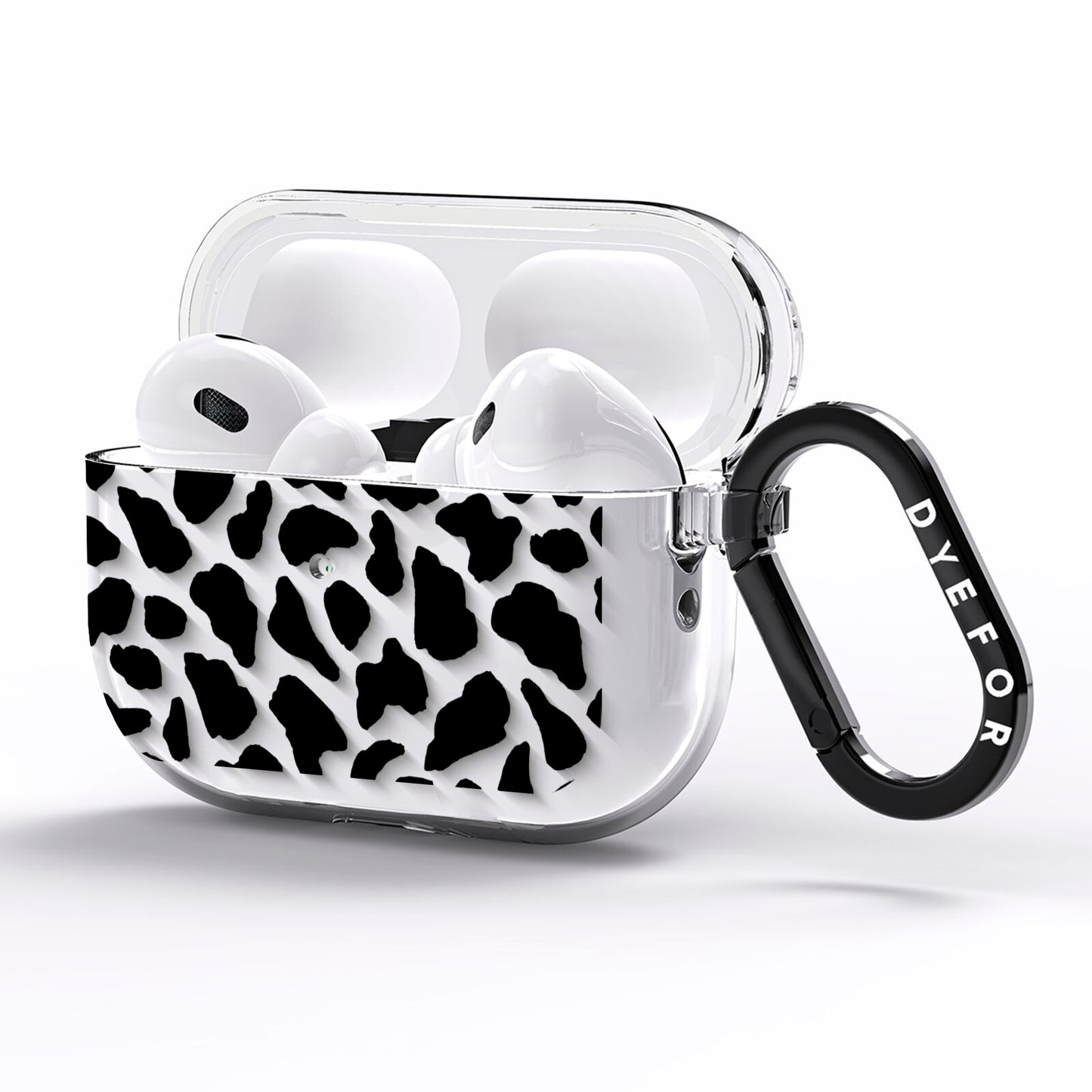 Black Cow Print AirPods Pro Clear Case Side Image