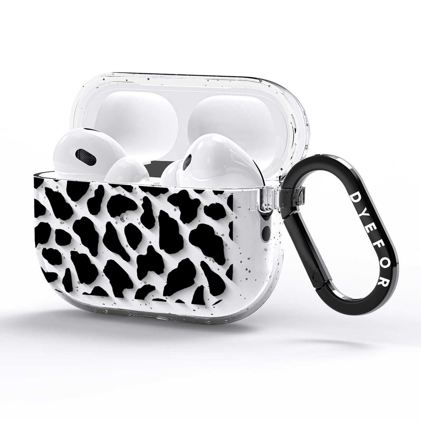 Black Cow Print AirPods Pro Glitter Case Side Image