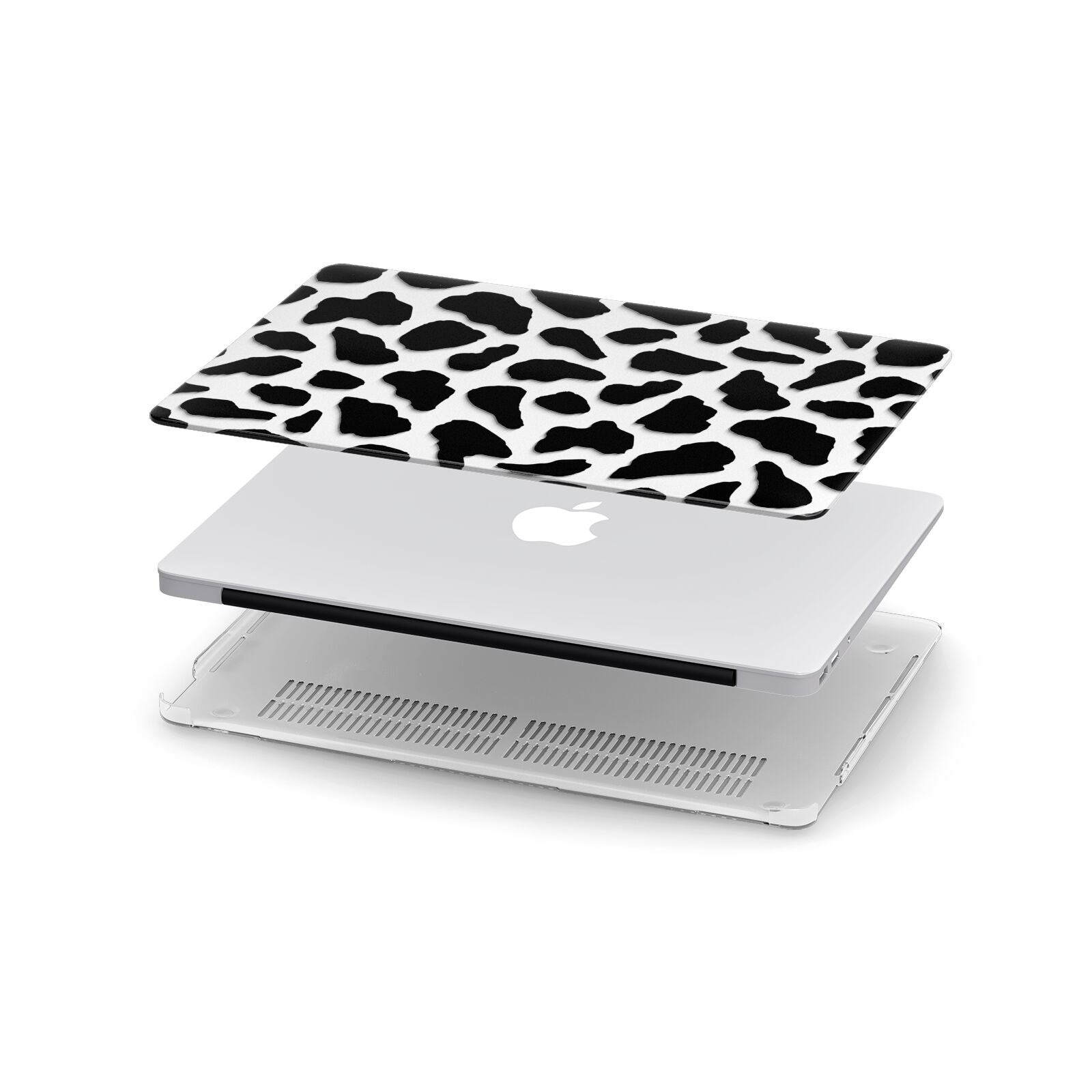 Black Cow Print Apple MacBook Case in Detail