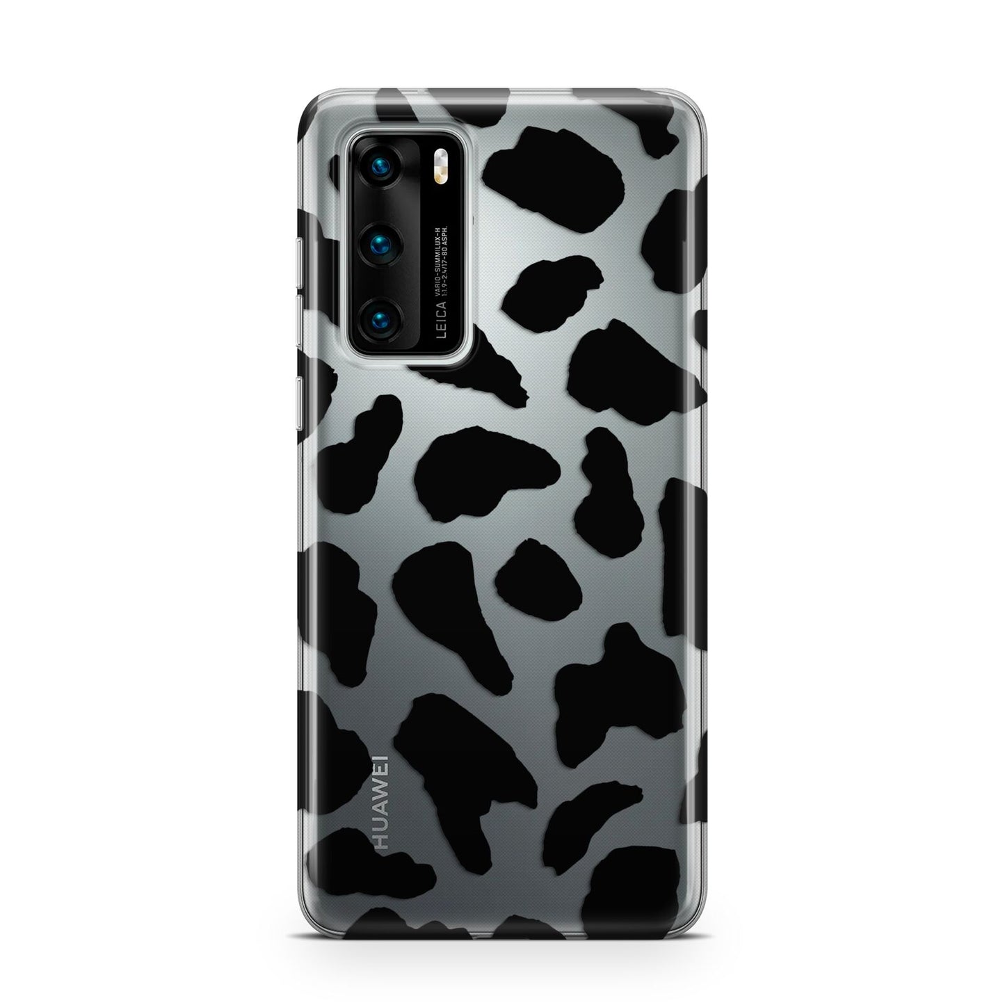 Black Cow Print Huawei P40 Phone Case