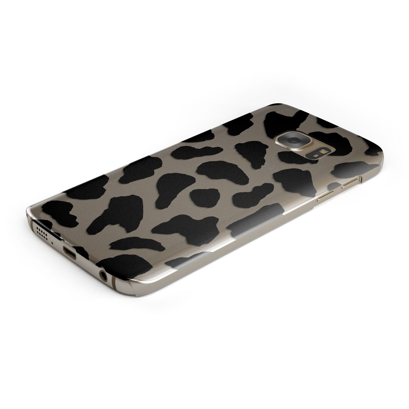 Black Cow Print Protective Samsung Galaxy Case Angled Image