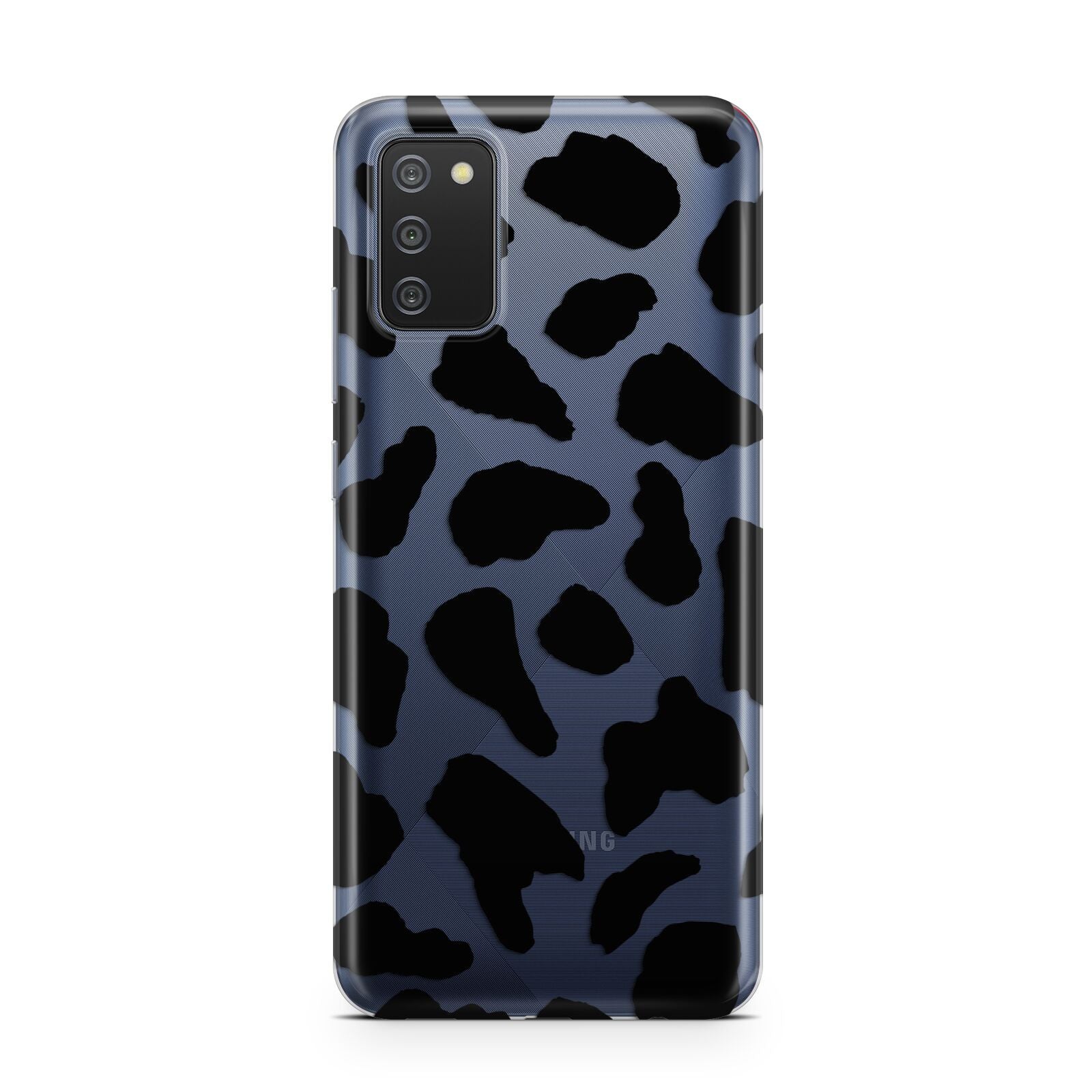 Black Cow Print Samsung A02s Case