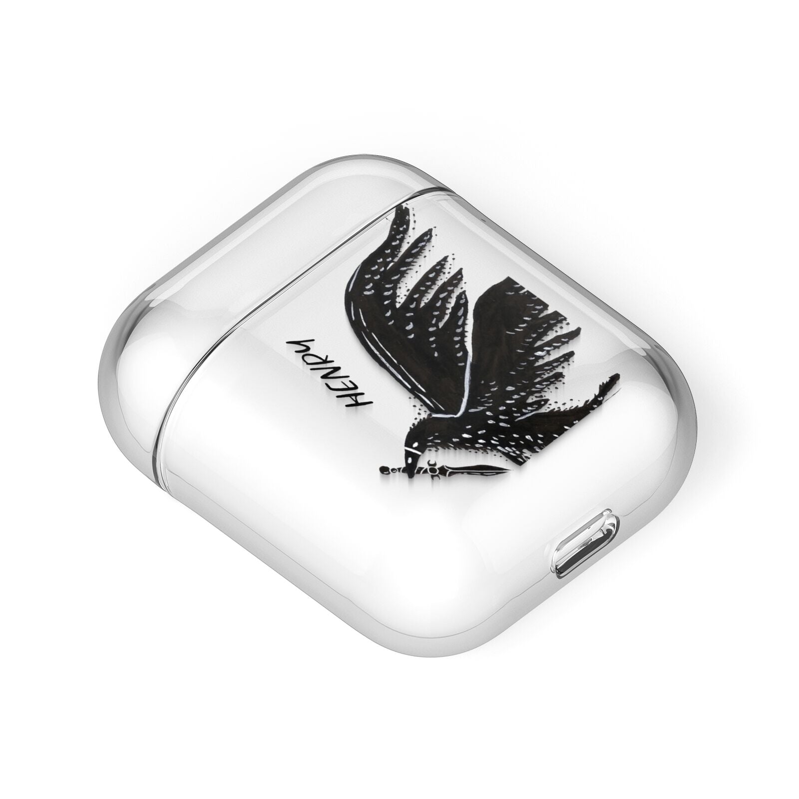 Black Crow Personalised AirPods Case Laid Flat