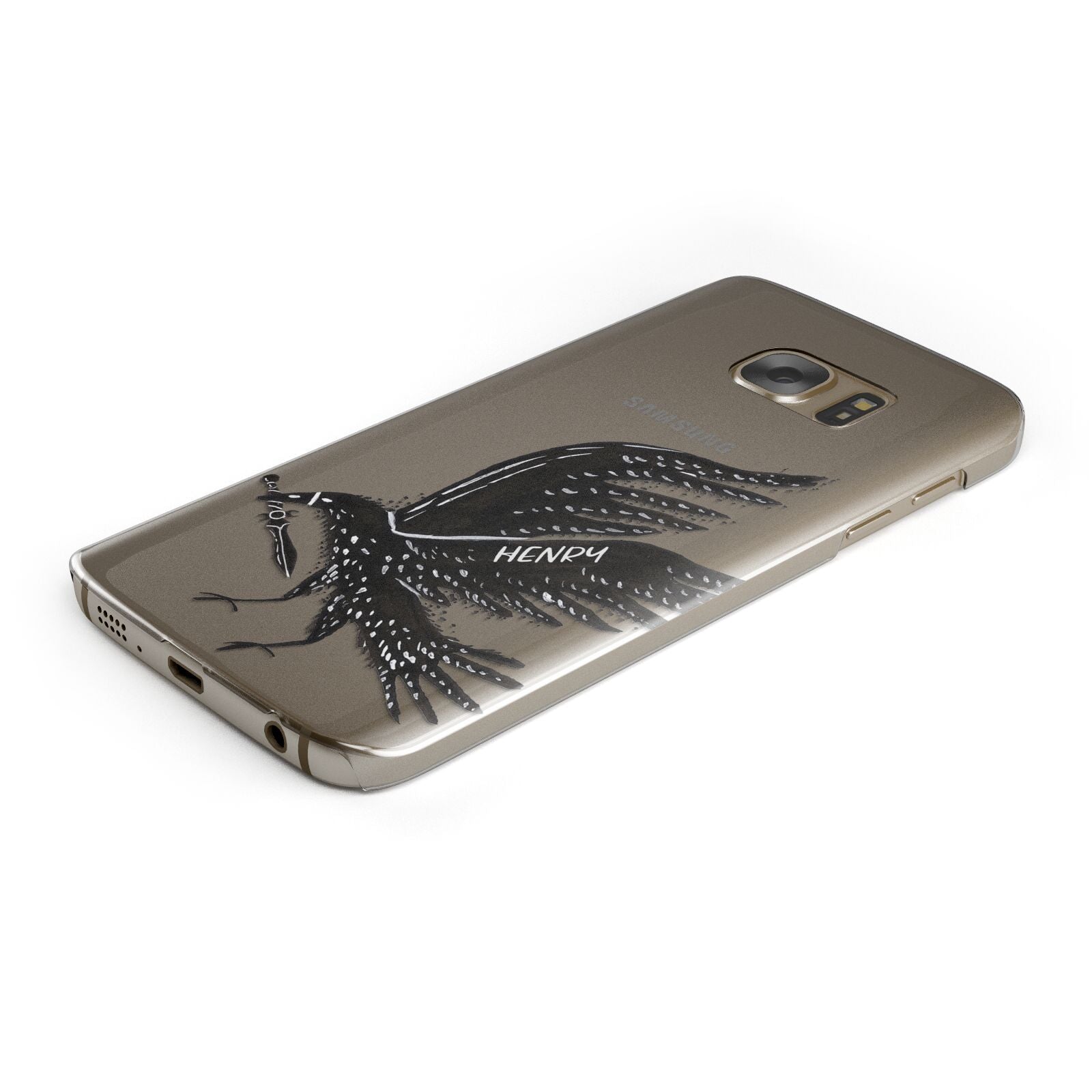 Black Crow Personalised Protective Samsung Galaxy Case Angled Image