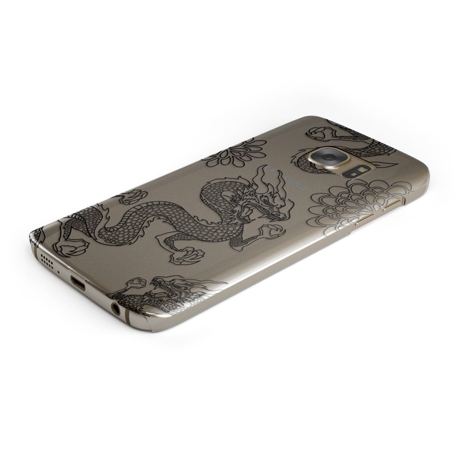 Black Dragon Protective Samsung Galaxy Case Angled Image