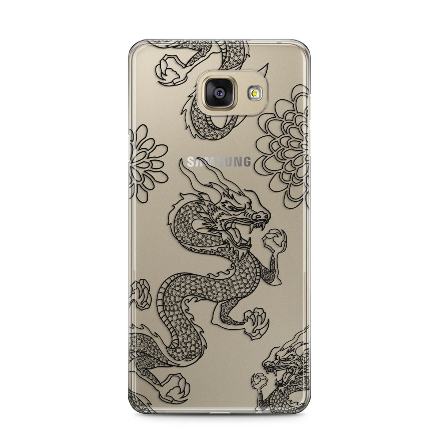 Black Dragon Samsung Galaxy A5 2016 Case on gold phone