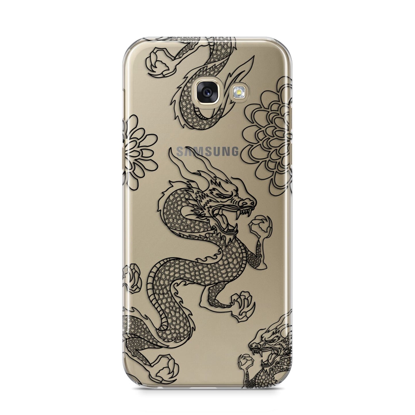 Black Dragon Samsung Galaxy A5 2017 Case on gold phone