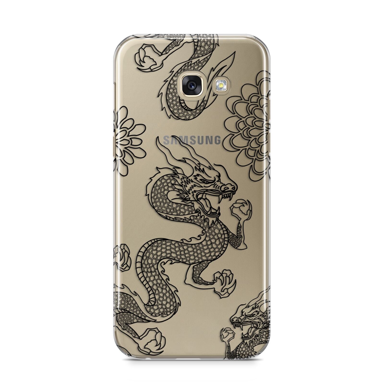 Black Dragon Samsung Galaxy A5 2017 Case on gold phone