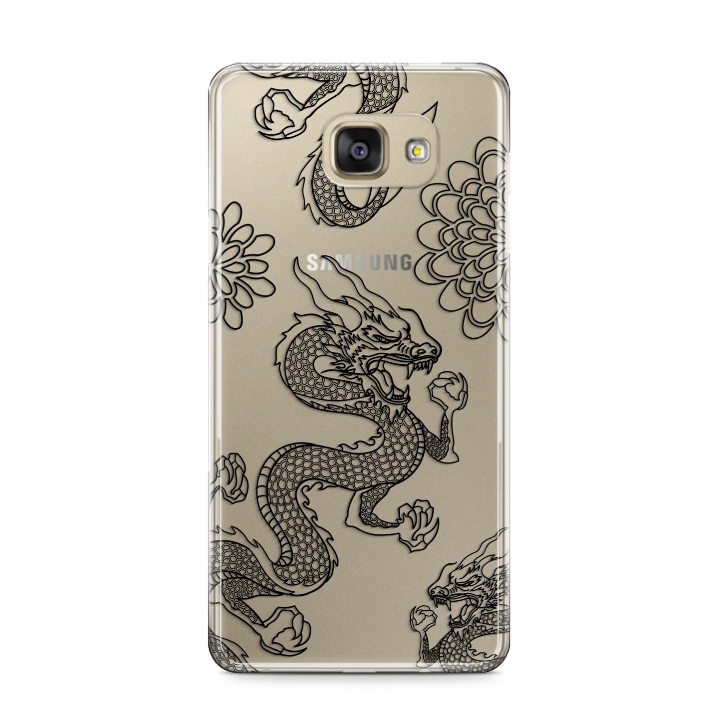 Black Dragon Samsung Galaxy A9 2016 Case on gold phone