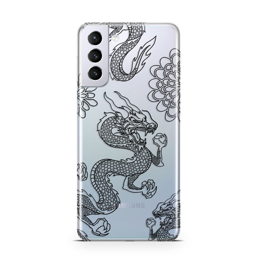 Black Dragon Samsung S21 Plus Phone Case