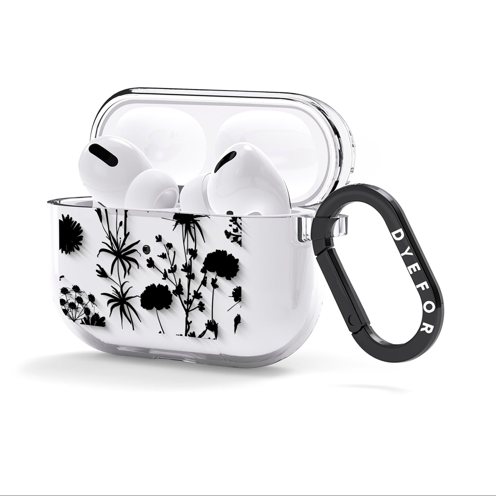 Black Floral Meadow AirPods Clear Case 3rd Gen Side Image