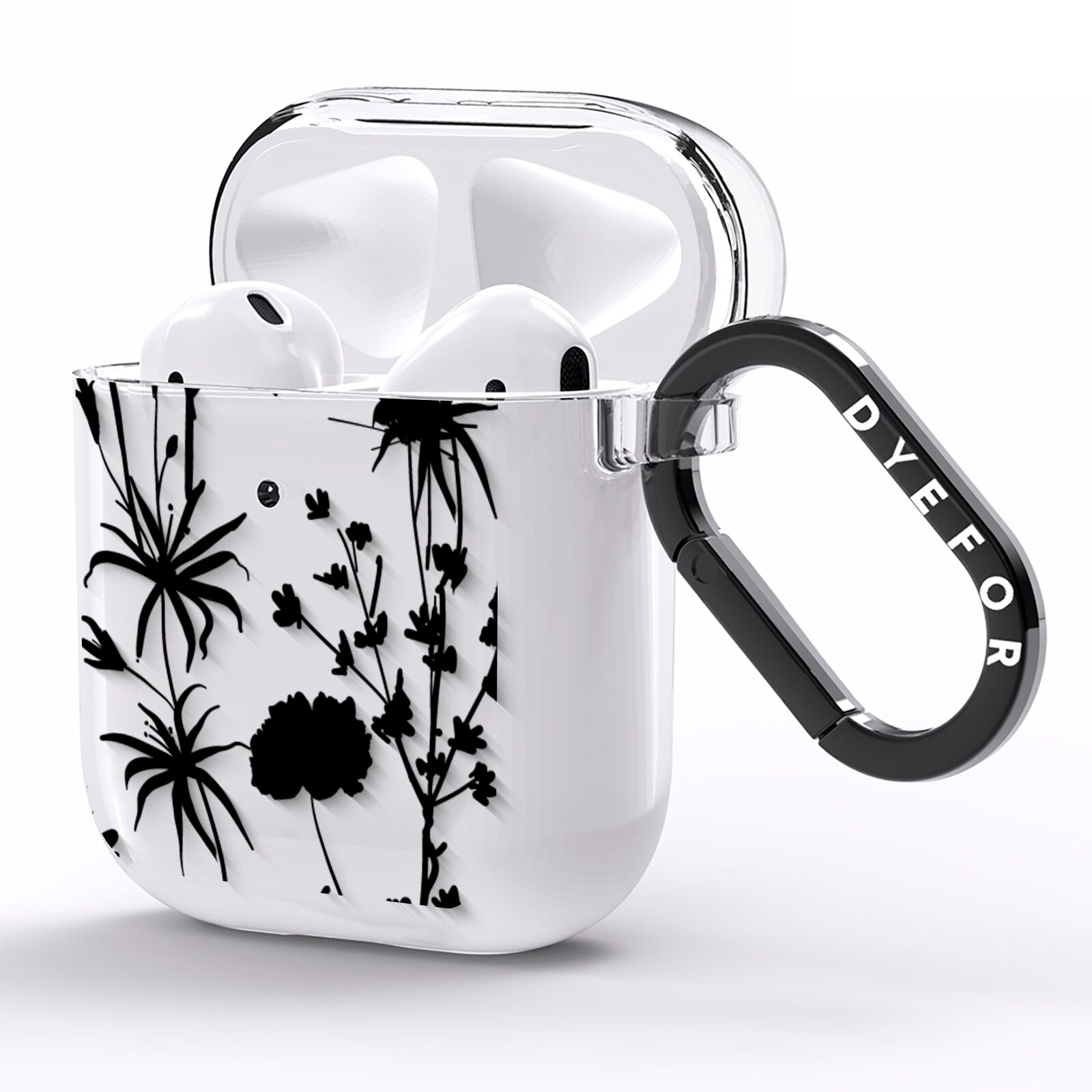 Black Floral Meadow AirPods Clear Case Side Image