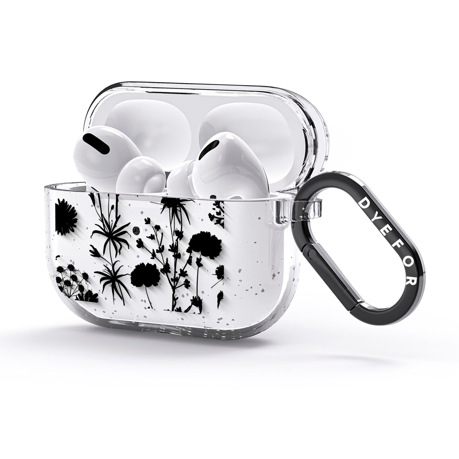 Black Floral Meadow AirPods Glitter Case 3rd Gen Side Image