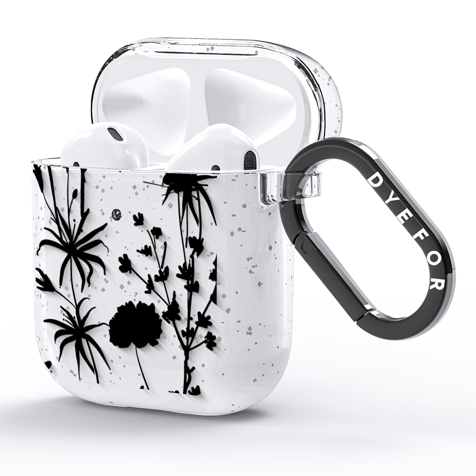 Black Floral Meadow AirPods Glitter Case Side Image