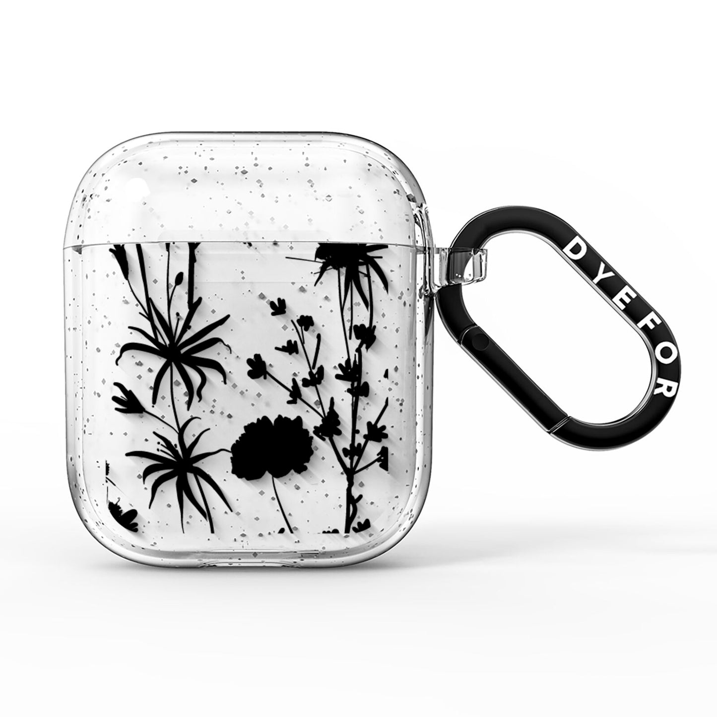 Black Floral Meadow AirPods Glitter Case