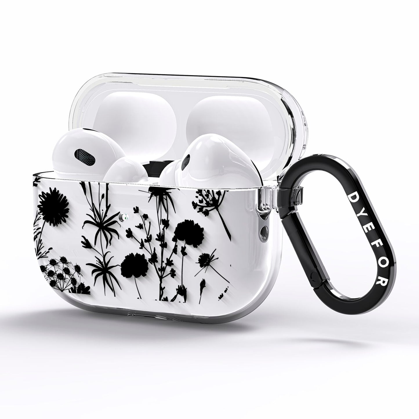 Black Floral Meadow AirPods Pro Clear Case Side Image