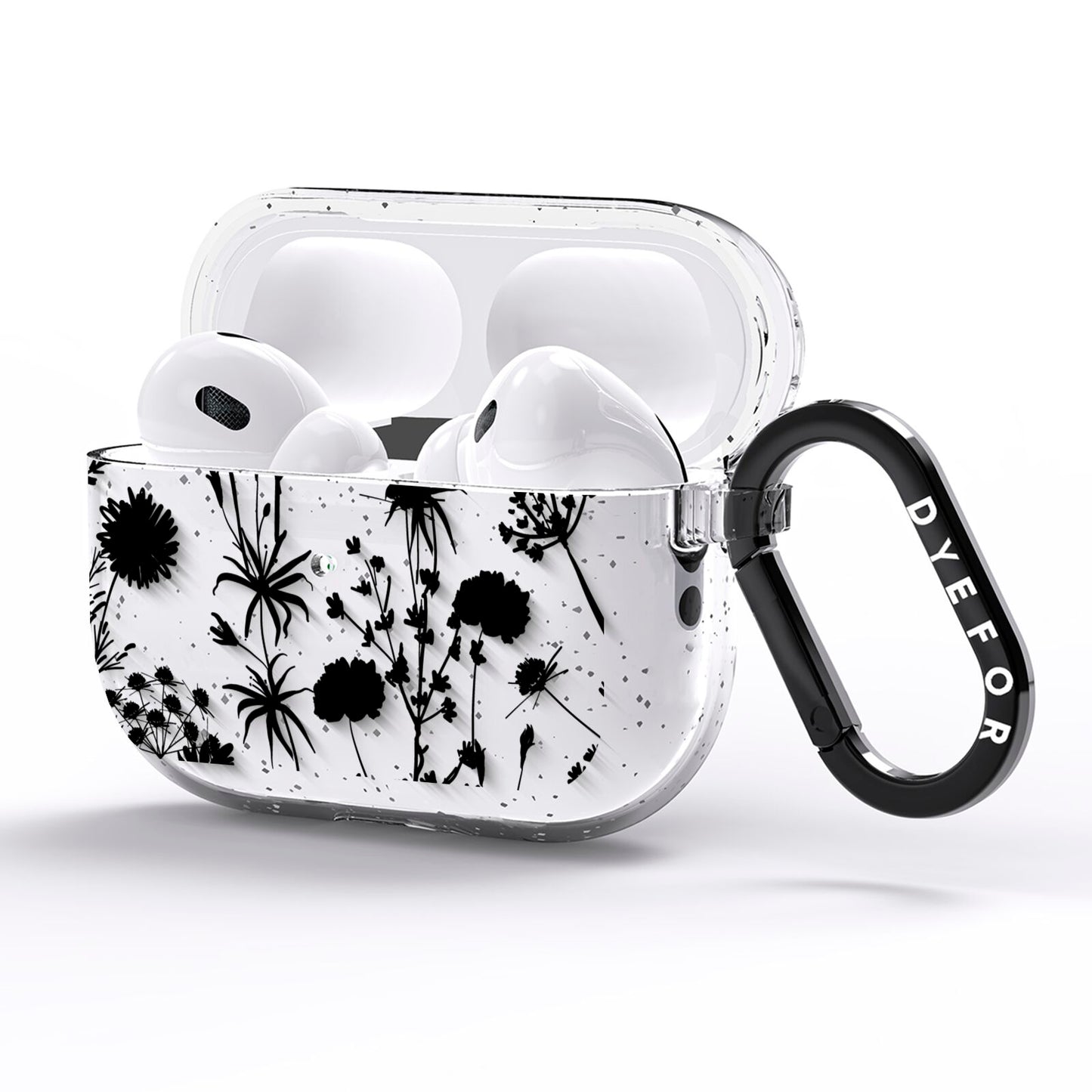 Black Floral Meadow AirPods Pro Glitter Case Side Image