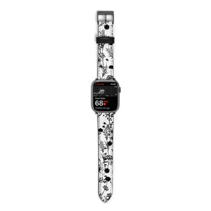 Black Floral Meadow Watch Strap