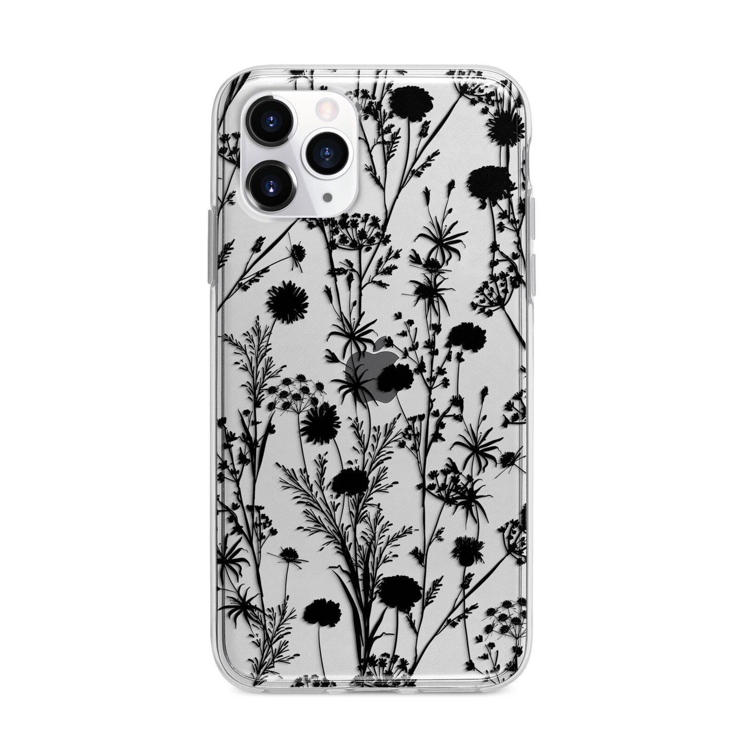 Black Floral Meadow Apple iPhone 11 Pro in Silver with Bumper Case