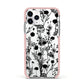 Black Floral Meadow Apple iPhone 11 Pro in Silver with Pink Impact Case