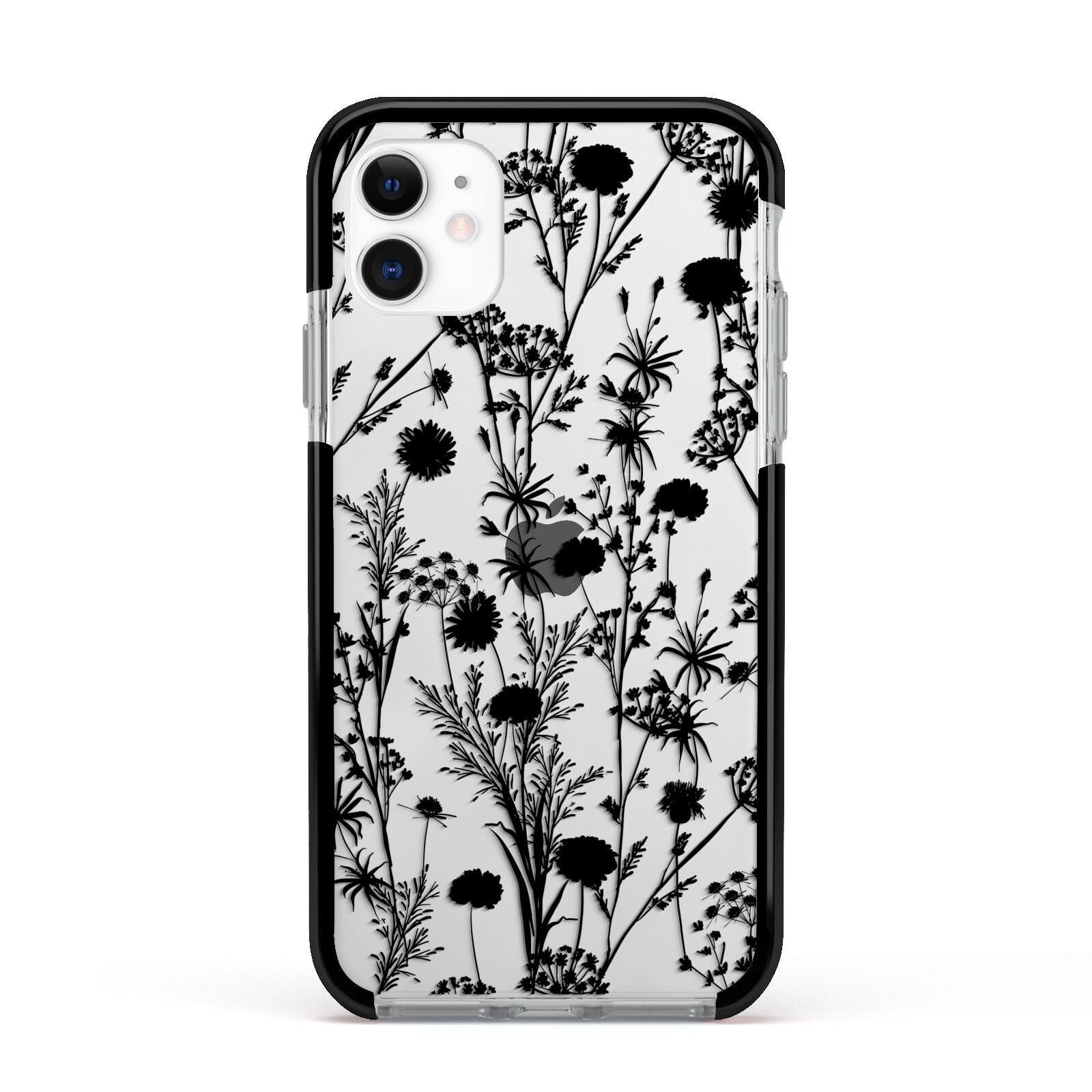 Black Floral Meadow Apple iPhone 11 in White with Black Impact Case