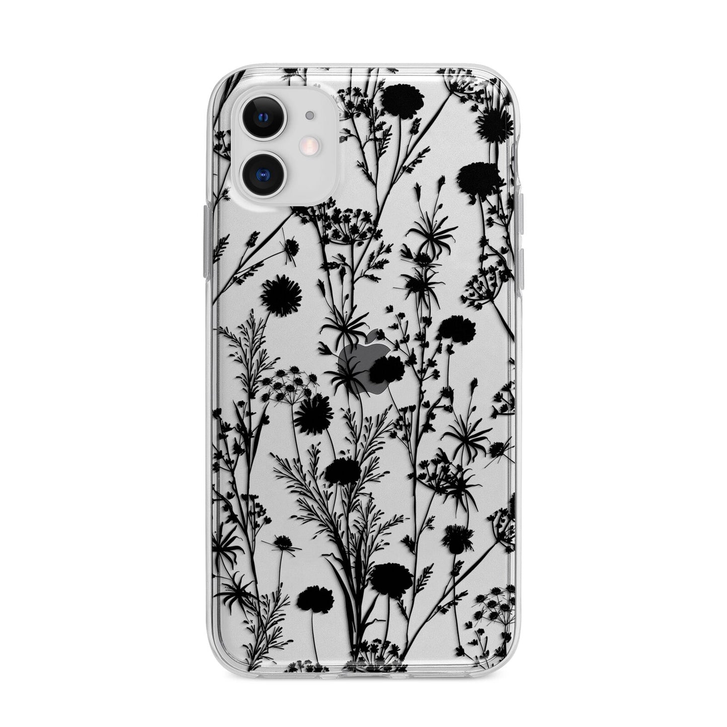 Black Floral Meadow Apple iPhone 11 in White with Bumper Case