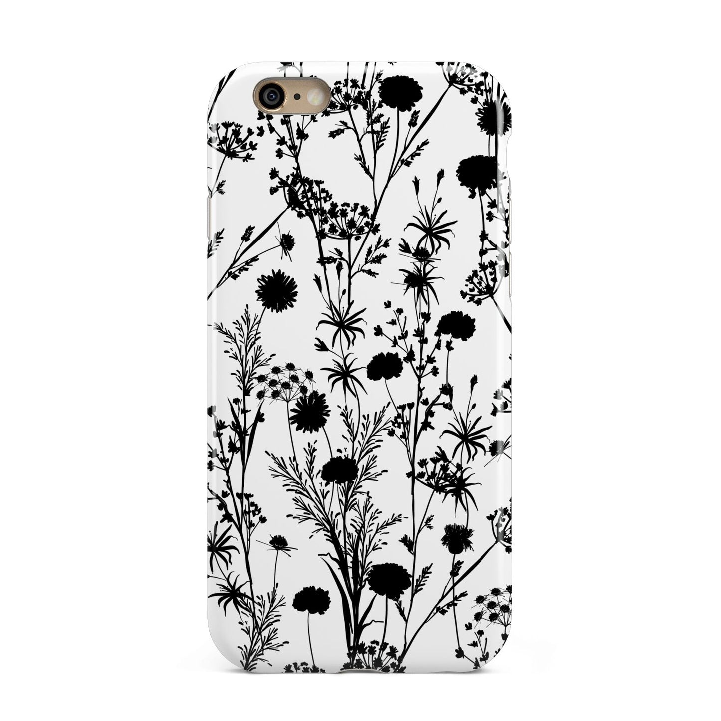 Black Floral Meadow Apple iPhone 6 3D Tough Case