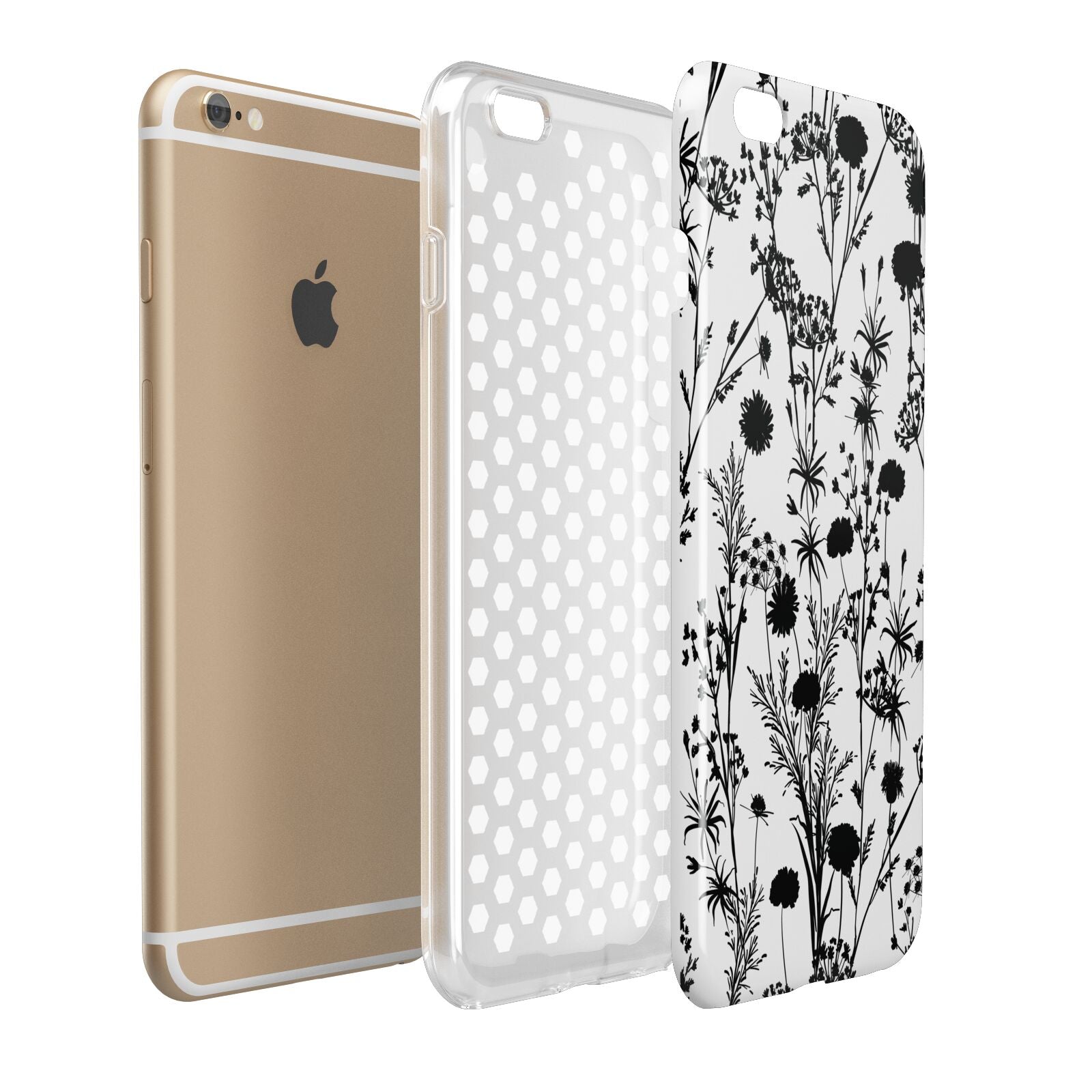 Black Floral Meadow Apple iPhone 6 Plus 3D Tough Case Expand Detail Image