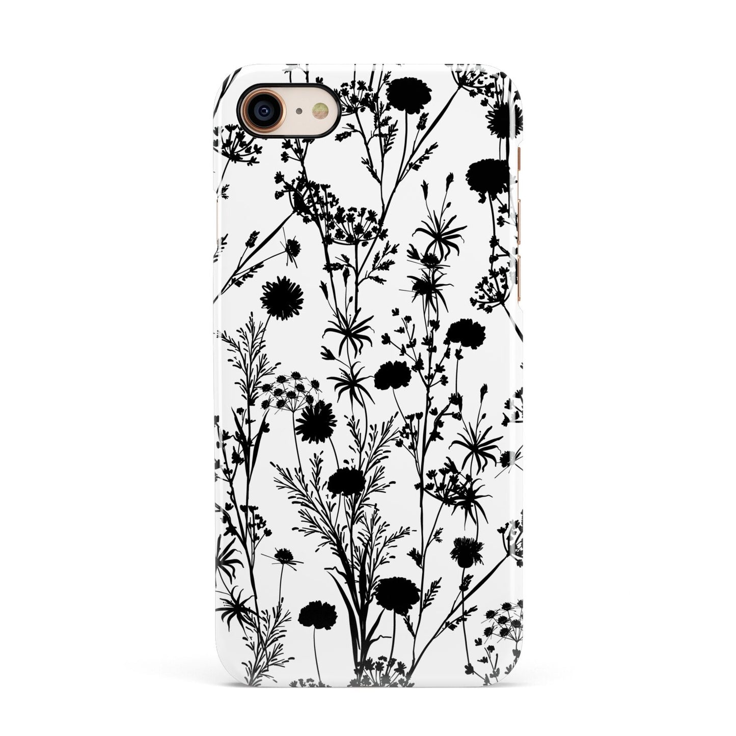Black Floral Meadow Apple iPhone 7 8 3D Snap Case