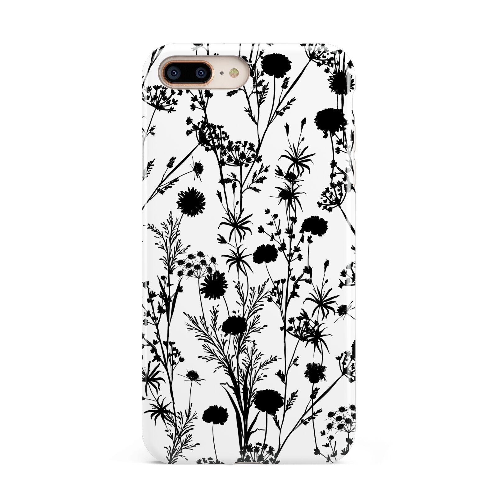 Black Floral Meadow Apple iPhone 7 8 Plus 3D Tough Case