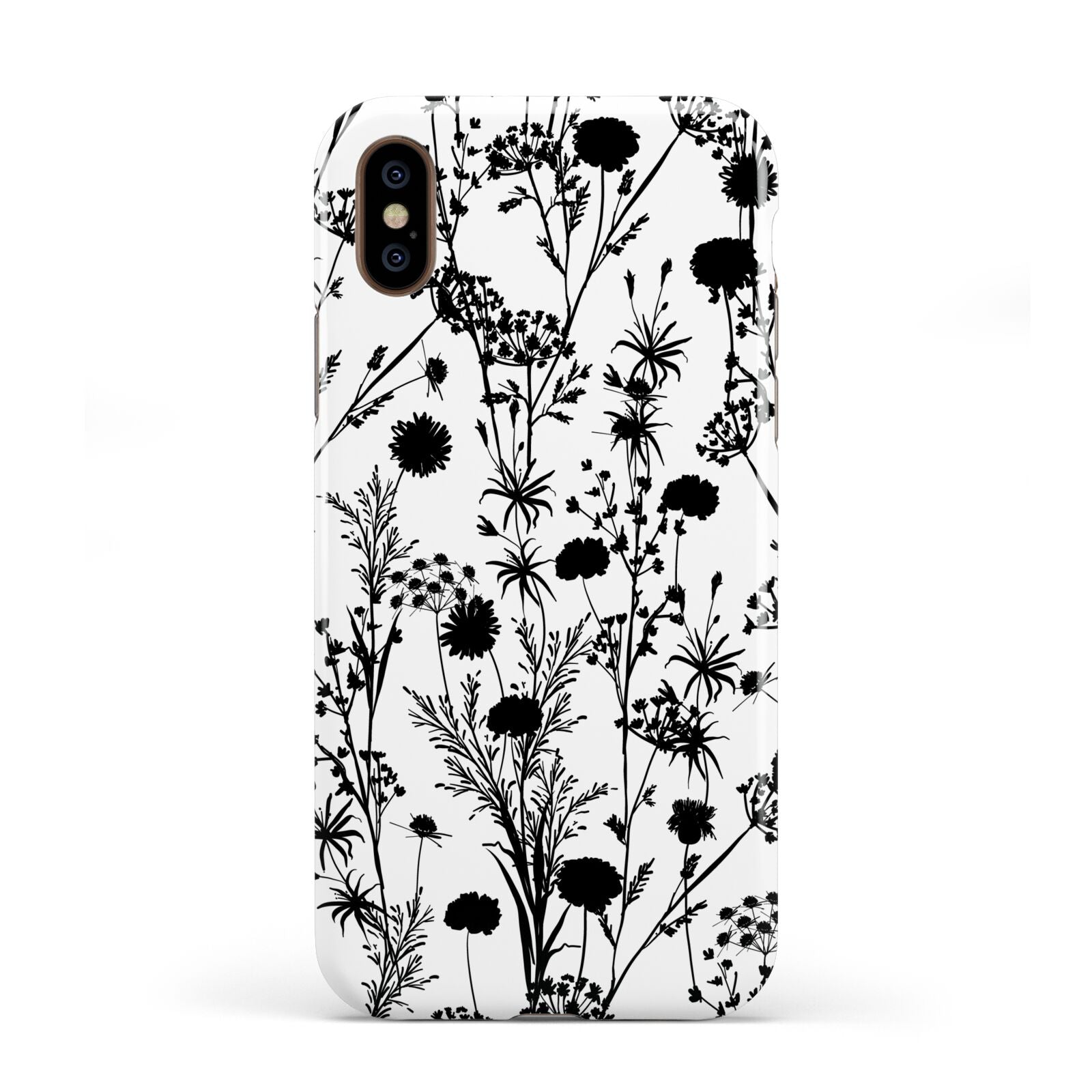 Black Floral Meadow Apple iPhone XS 3D Tough