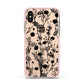 Black Floral Meadow Apple iPhone Xs Impact Case Pink Edge on Gold Phone