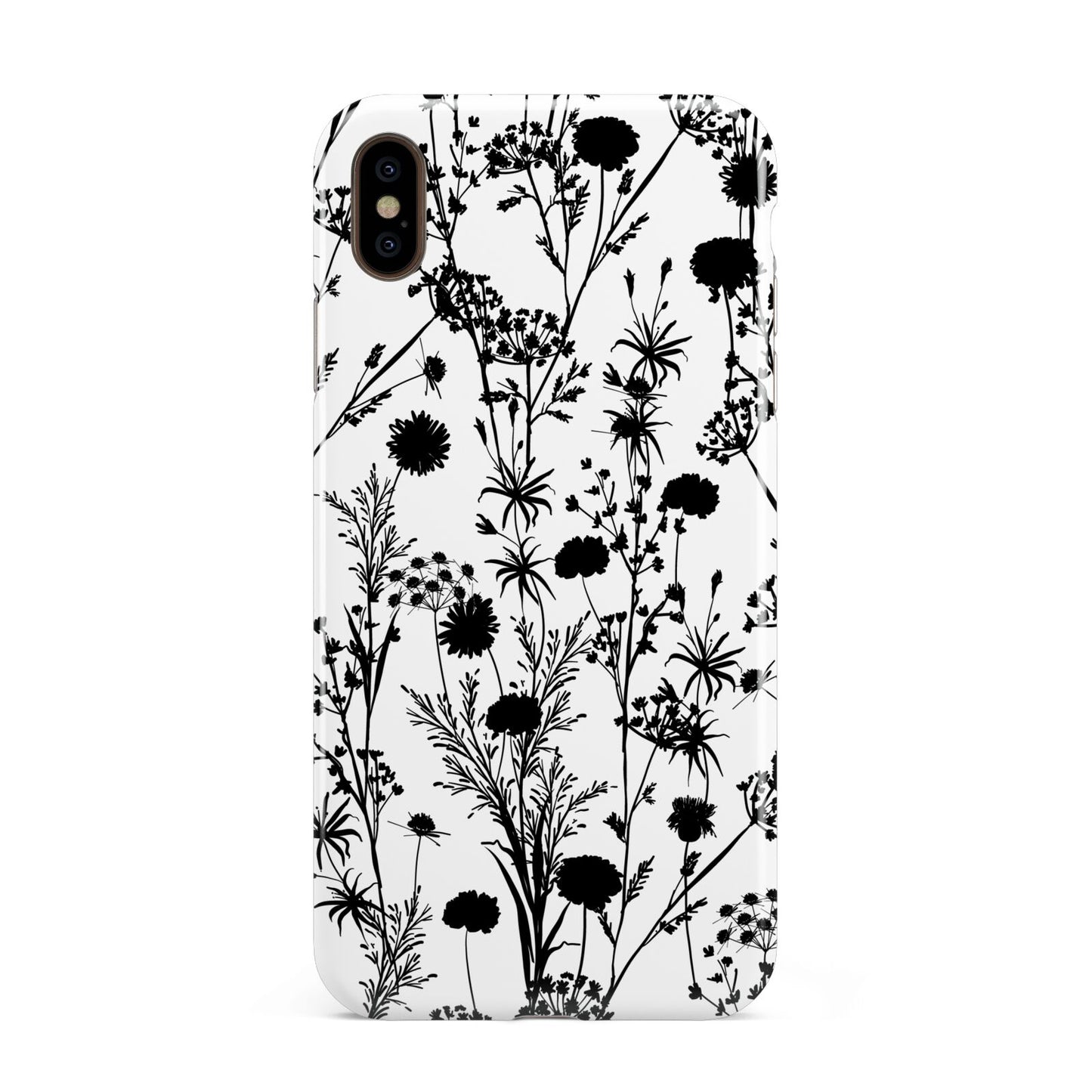 Black Floral Meadow Apple iPhone Xs Max 3D Tough Case