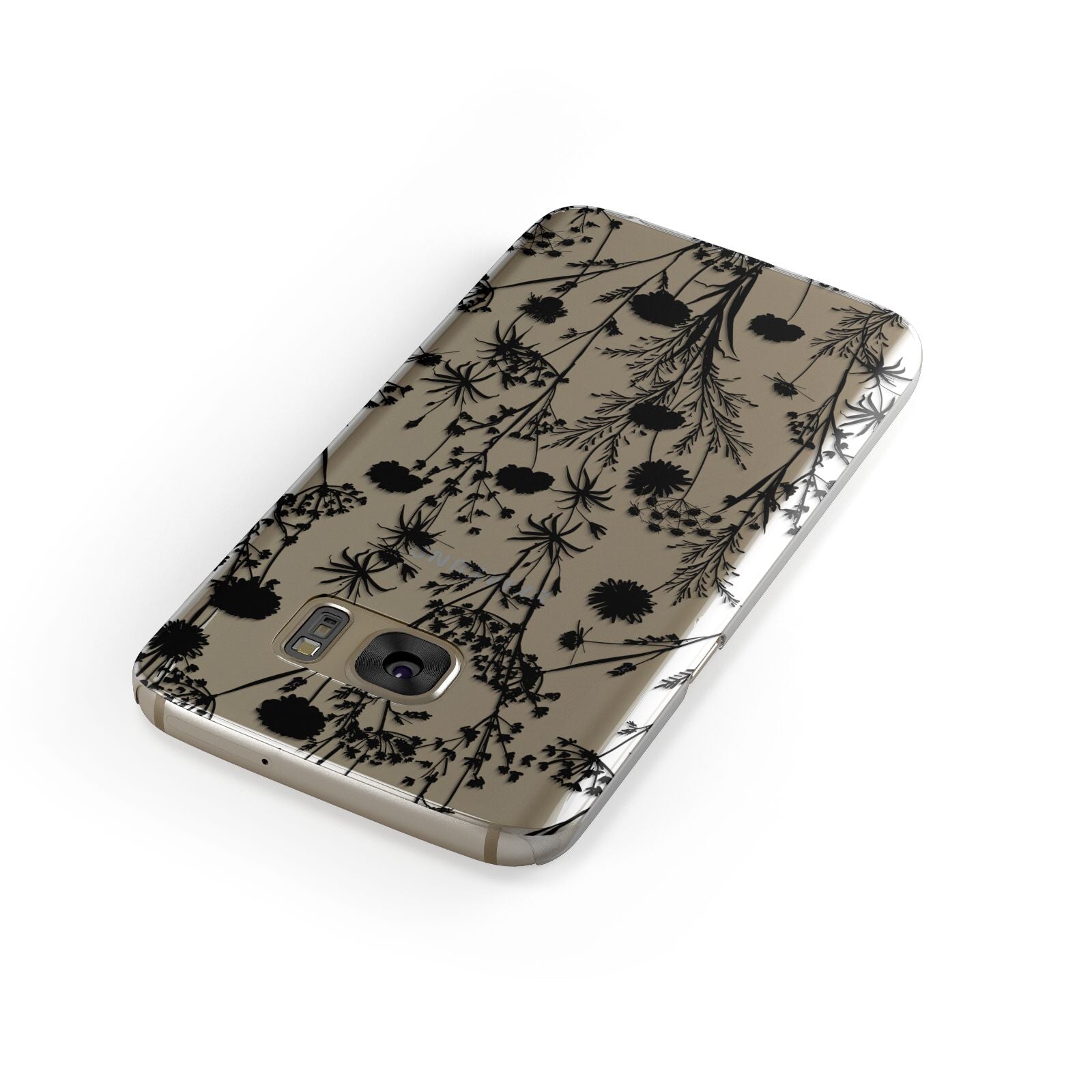 Black Floral Meadow Samsung Galaxy Case Front Close Up