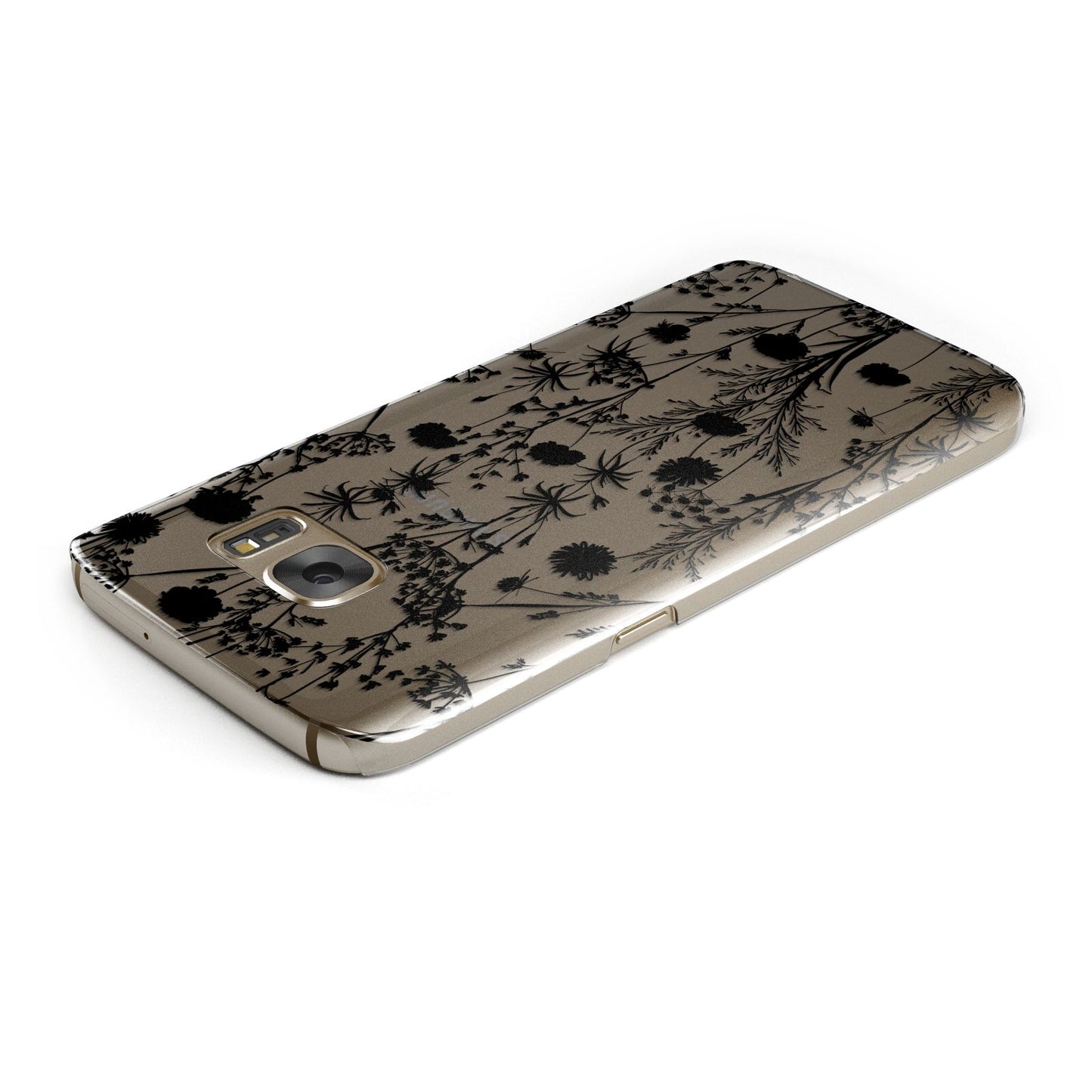 Black Floral Meadow Samsung Galaxy Case Top Cutout