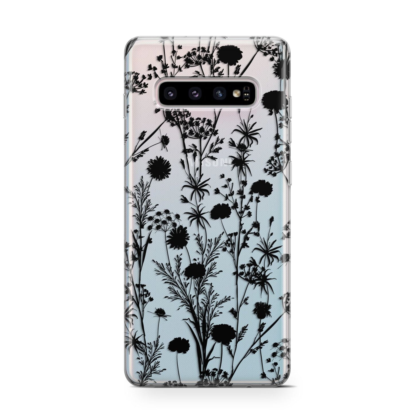 Black Floral Meadow Samsung Galaxy S10 Case