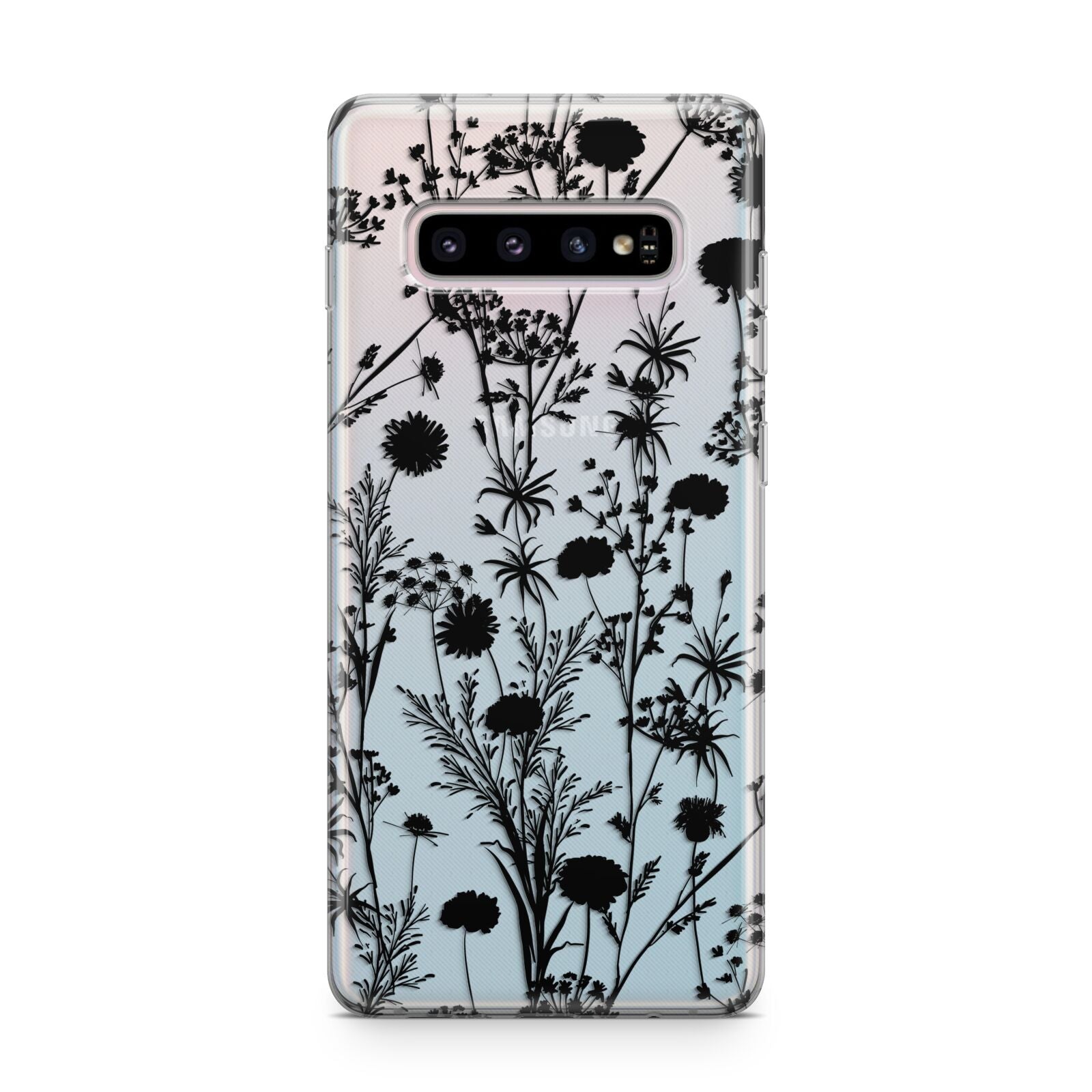 Black Floral Meadow Samsung Galaxy S10 Plus Case