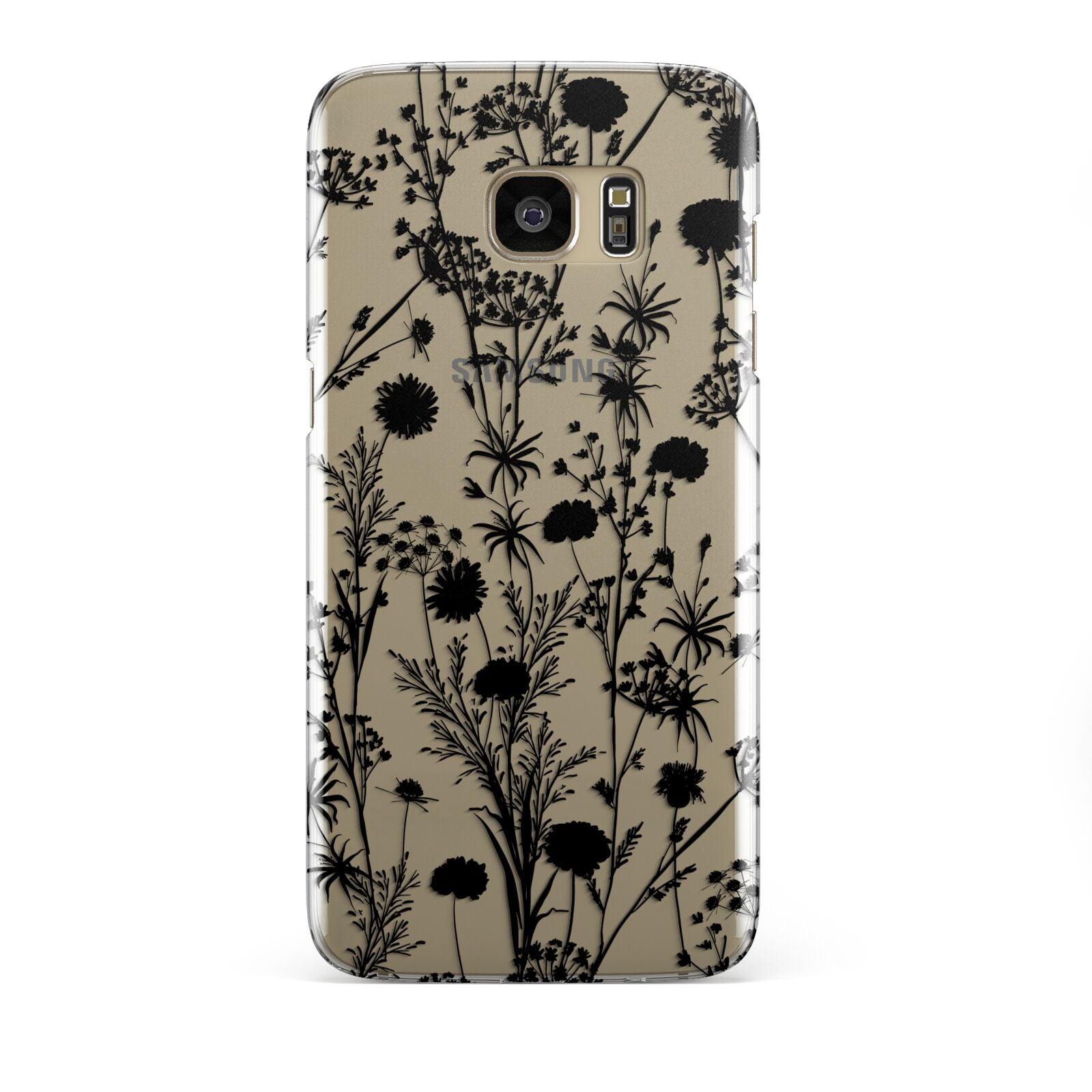 Black Floral Meadow Samsung Galaxy S7 Edge Case