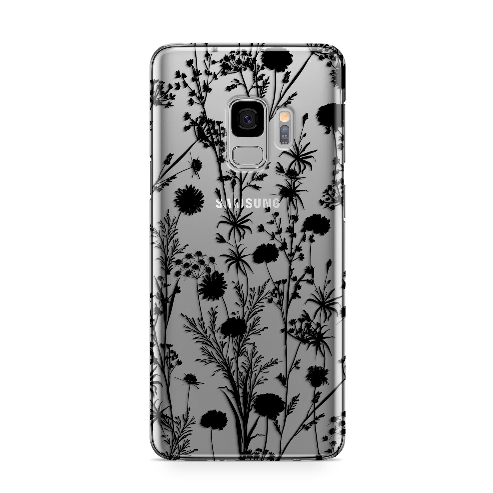 Black Floral Meadow Samsung Galaxy S9 Case