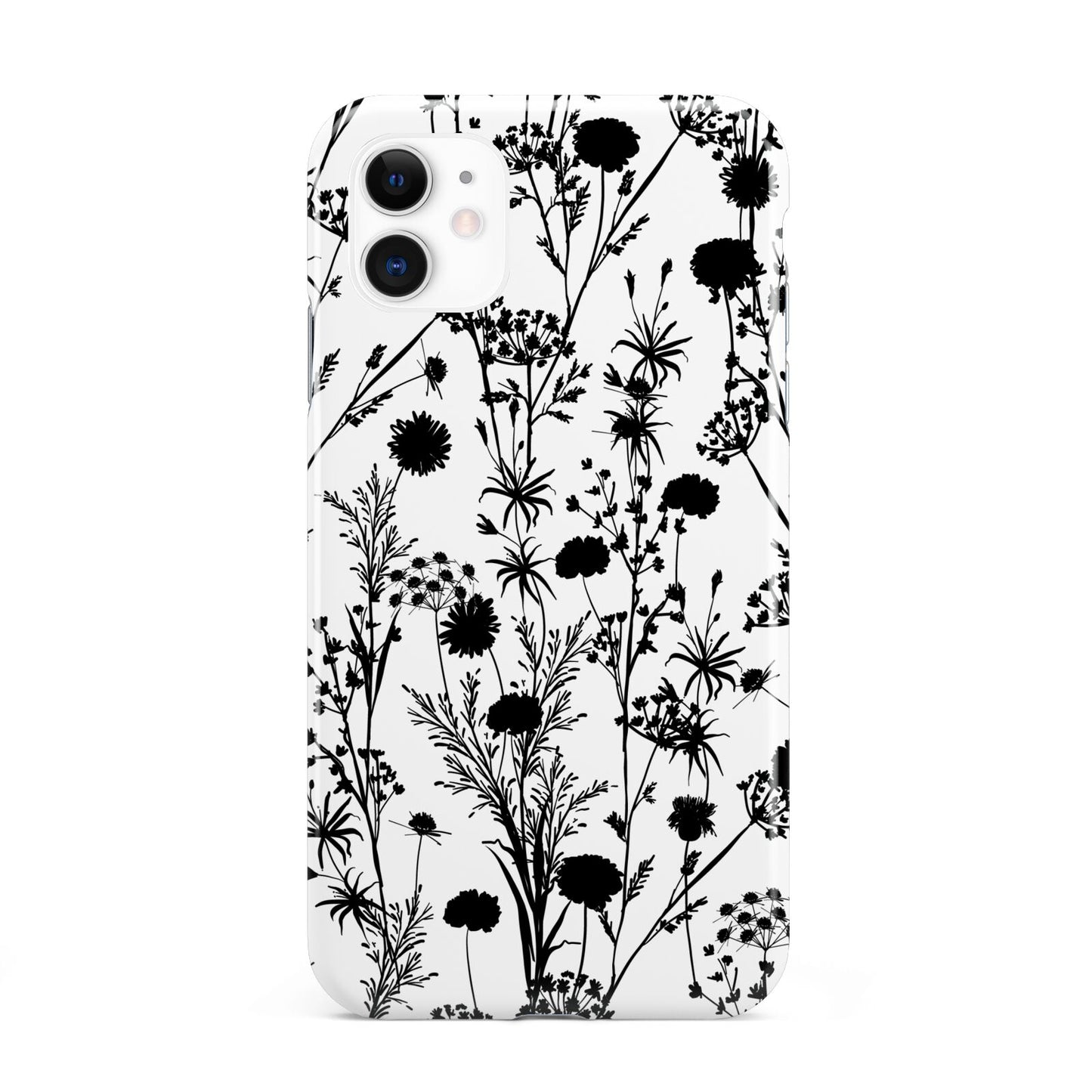 Black Floral Meadow iPhone 11 3D Tough Case