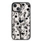 Black Floral Meadow iPhone 13 Black Impact Case on Silver phone