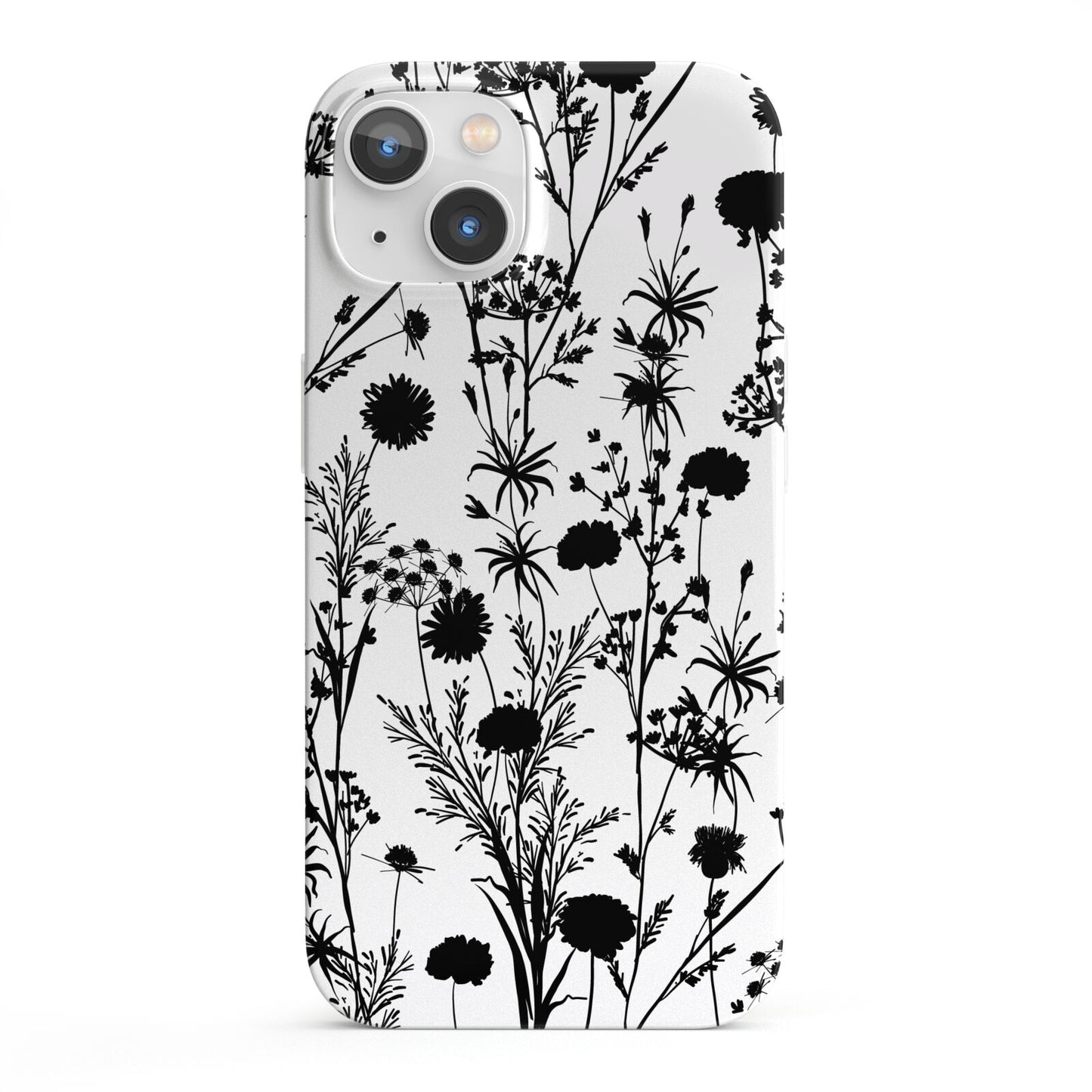 Black Floral Meadow iPhone 13 Full Wrap 3D Snap Case