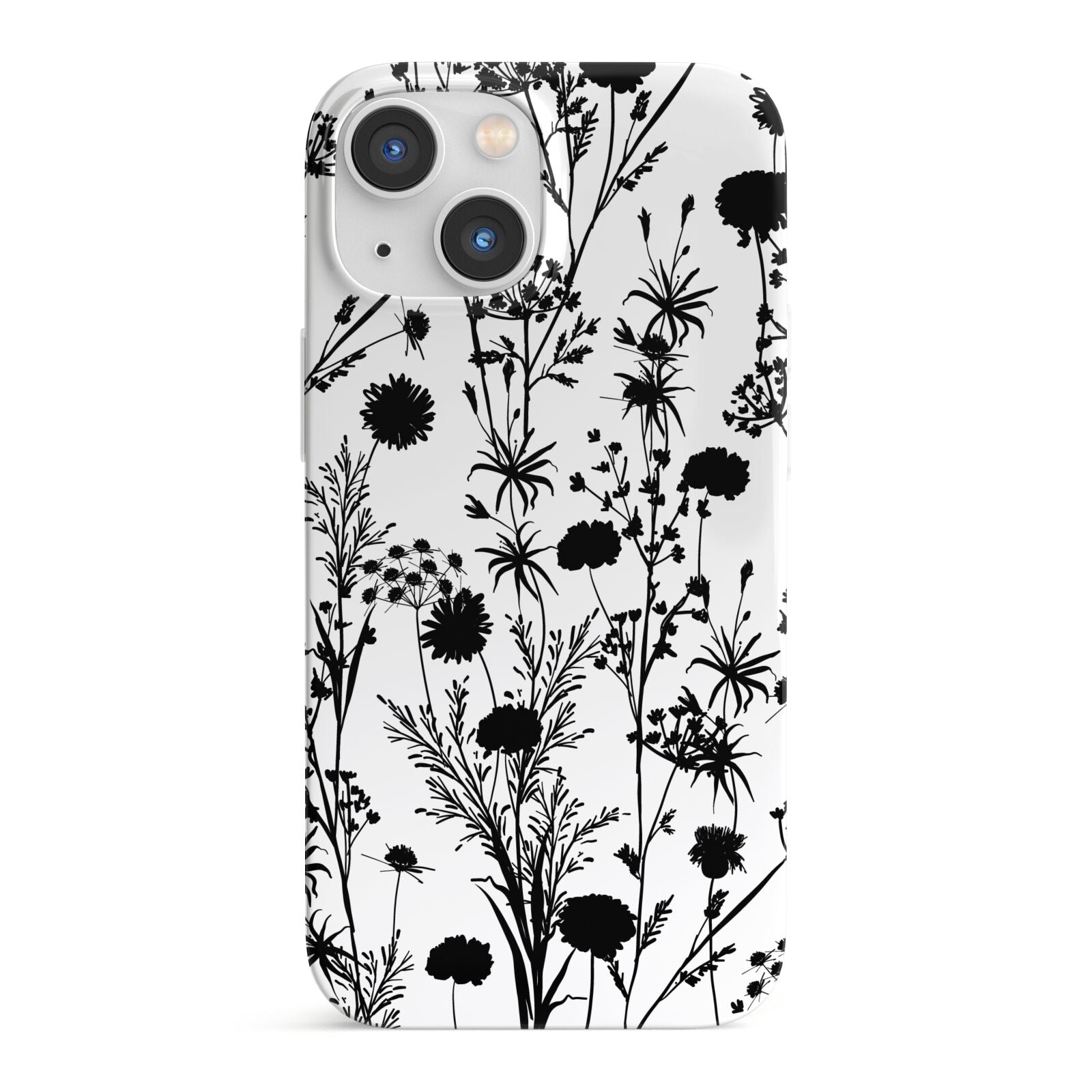Black Floral Meadow iPhone 13 Mini Full Wrap 3D Snap Case