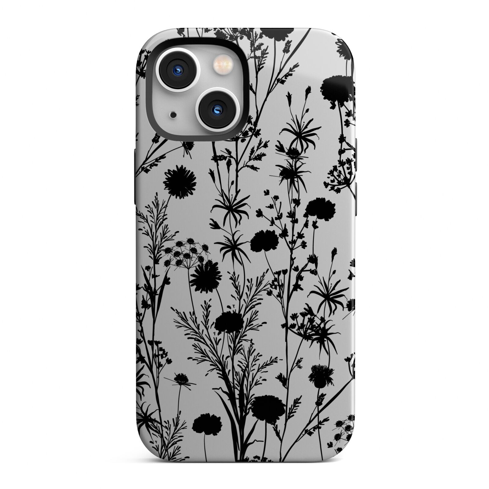 Black Floral Meadow iPhone 13 Mini Full Wrap 3D Tough Case