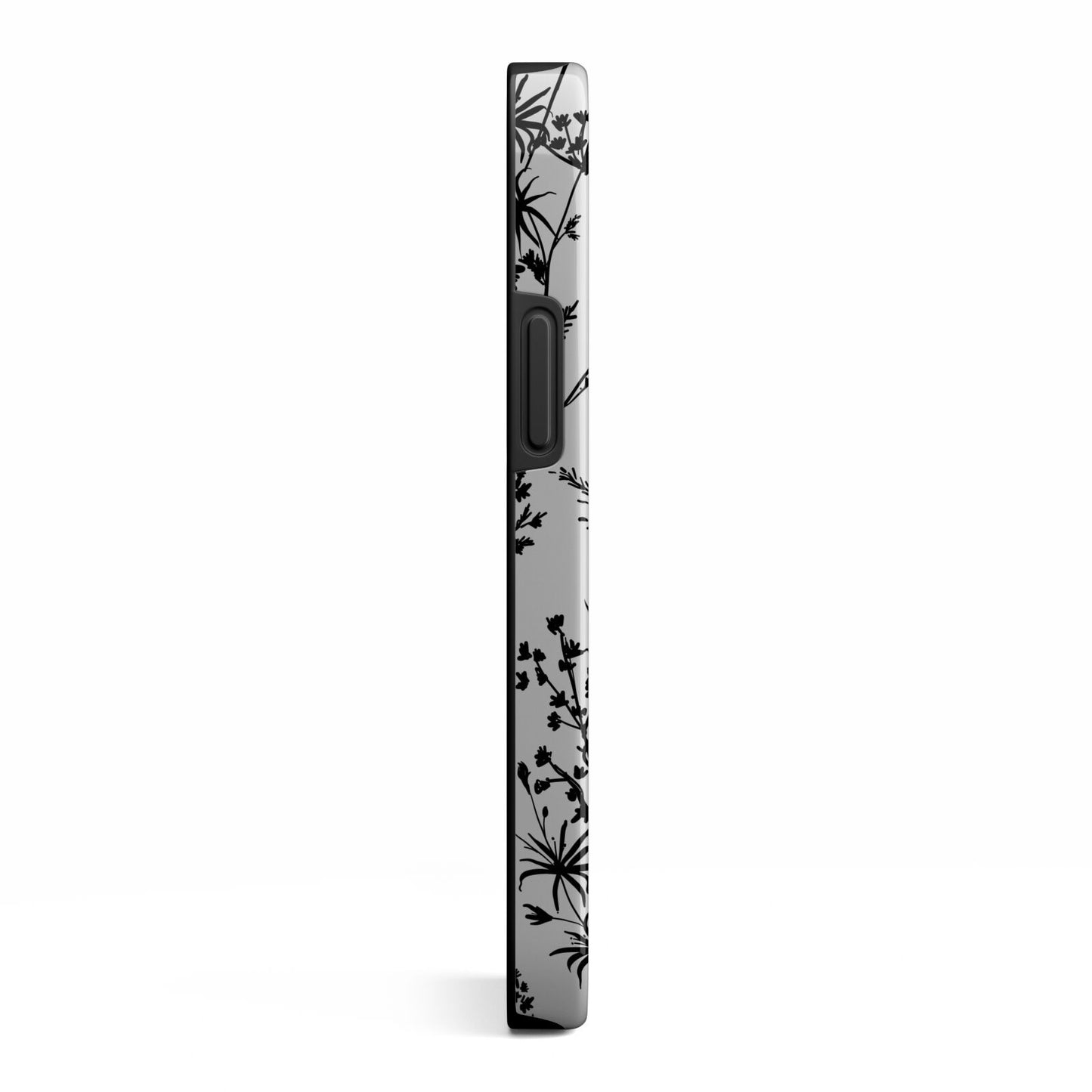 Black Floral Meadow iPhone 13 Mini Side Image 3D Tough Case