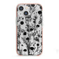 Black Floral Meadow iPhone 13 Mini TPU Impact Case with Pink Edges