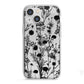 Black Floral Meadow iPhone 13 Mini TPU Impact Case with White Edges