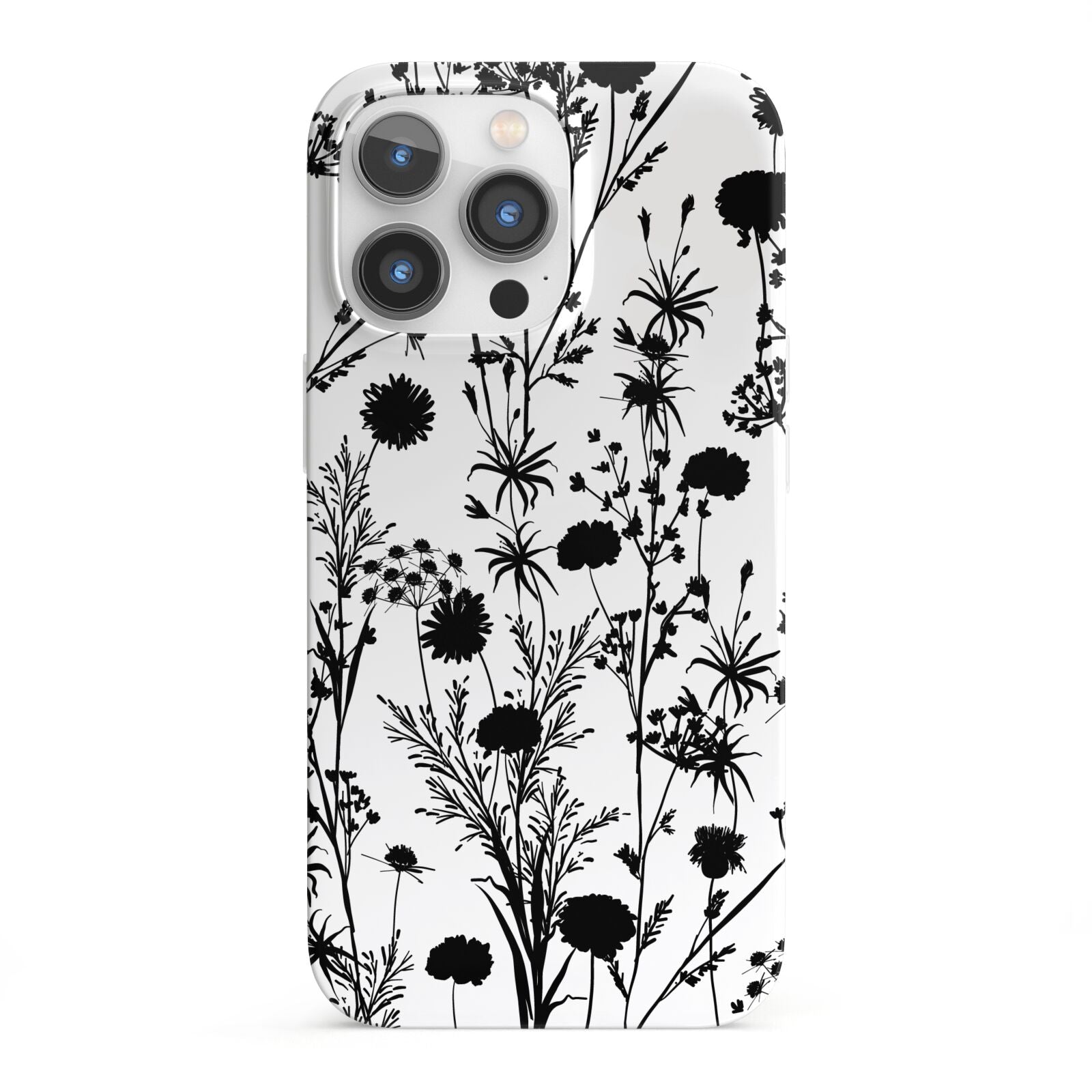 Black Floral Meadow iPhone 13 Pro Full Wrap 3D Snap Case