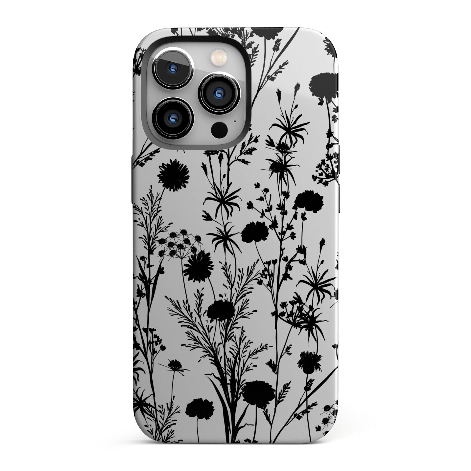 Black Floral Meadow iPhone 13 Pro Full Wrap 3D Tough Case