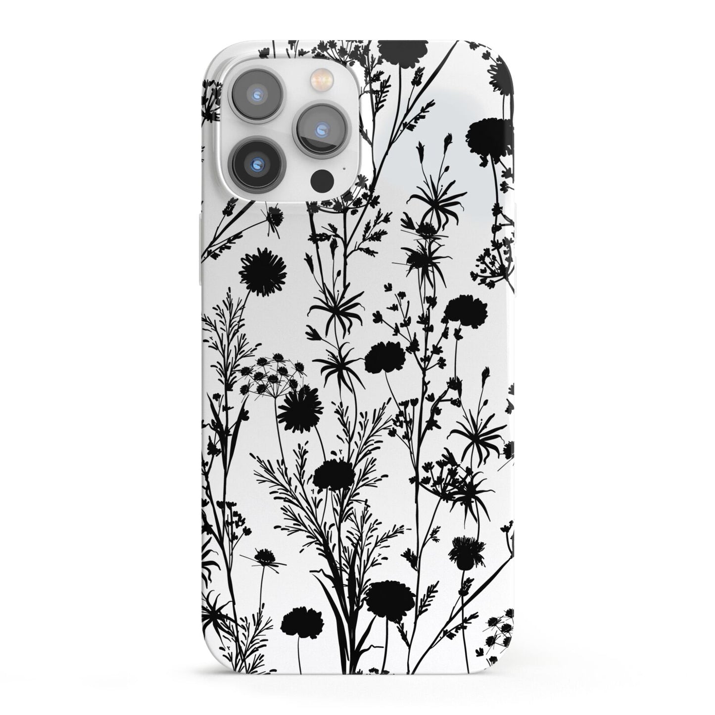 Black Floral Meadow iPhone 13 Pro Max Full Wrap 3D Snap Case